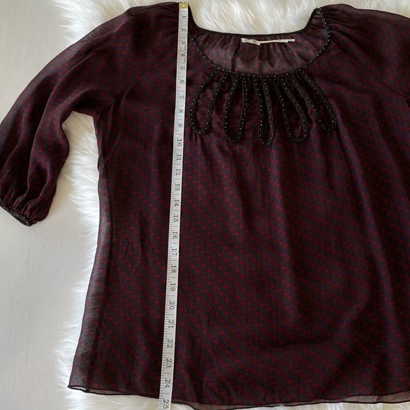 Leon Max Sheer Blouse Burgundy Medium w/ Camisole - Picture 7 of 13